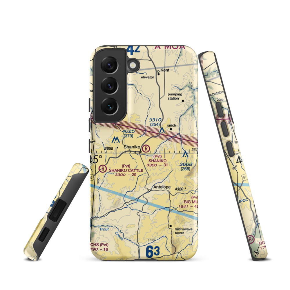 Shaniko Ranch Airport (9OR1) VFR Sectional Samsung Phone Case Samsung Galaxy S22 model shown