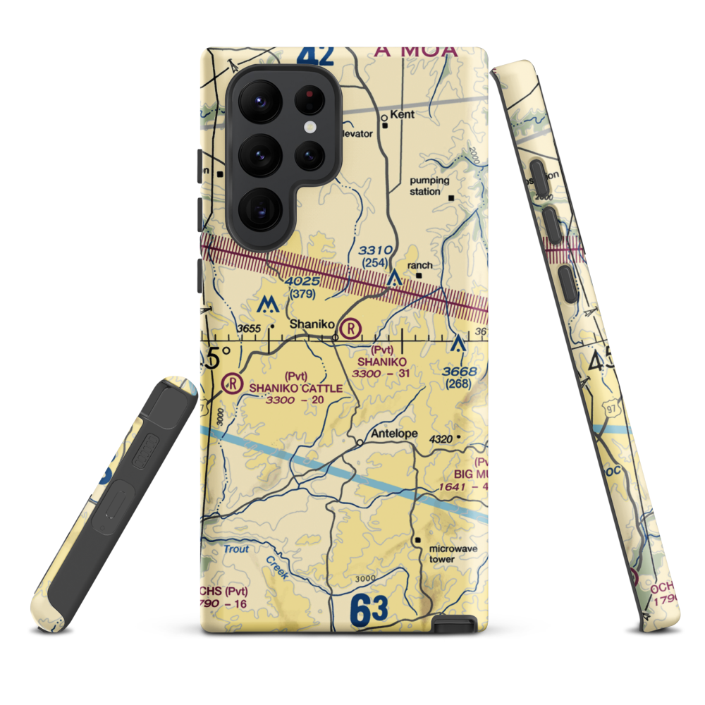 Shaniko Ranch Airport (9OR1) VFR Sectional Samsung Phone Case Samsung Galaxy S22 Ultra model shown