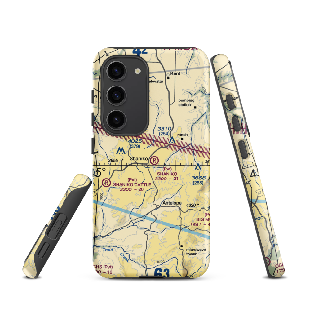 Shaniko Ranch Airport (9OR1) VFR Sectional Samsung Phone Case Samsung Galaxy S23 model shown