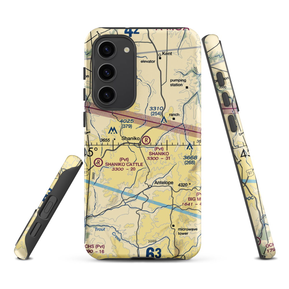 Shaniko Ranch Airport (9OR1) VFR Sectional Samsung Phone Case Samsung Galaxy S23 Plus model shown