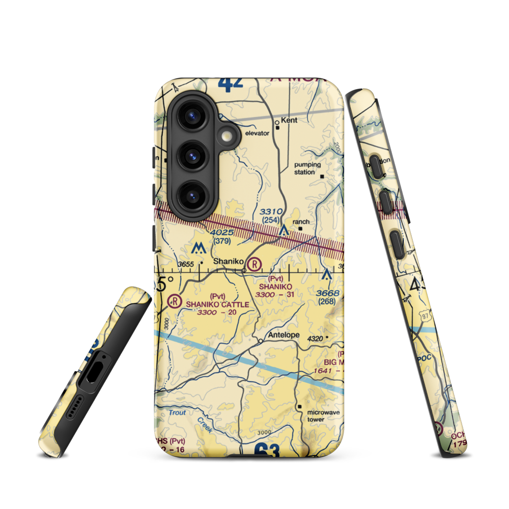 Shaniko Ranch Airport (9OR1) VFR Sectional Samsung Phone Case Samsung Galaxy S24 model shown