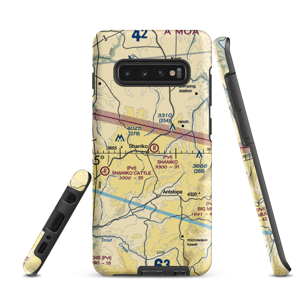 Shaniko Ranch Airport (9OR1) VFR Sectional Samsung Phone Case Samsung Galaxy S10 Plus model shown