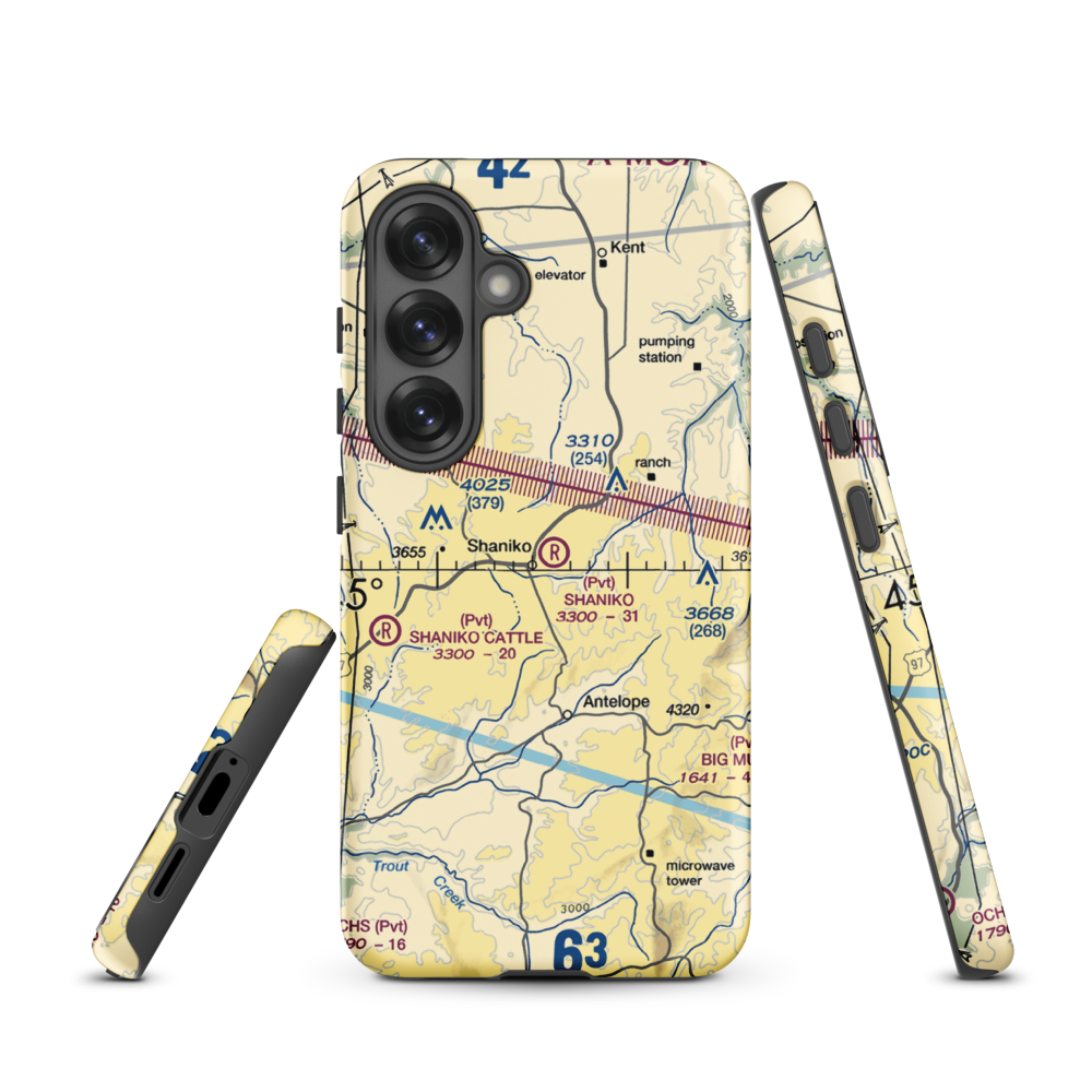 Shaniko Ranch Airport (9OR1) VFR Sectional Samsung Phone Case Samsung Galaxy S25 model shown
