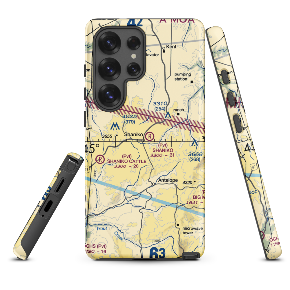 Shaniko Ranch Airport (9OR1) VFR Sectional Samsung Phone Case Samsung Galaxy S25 Ultra model shown