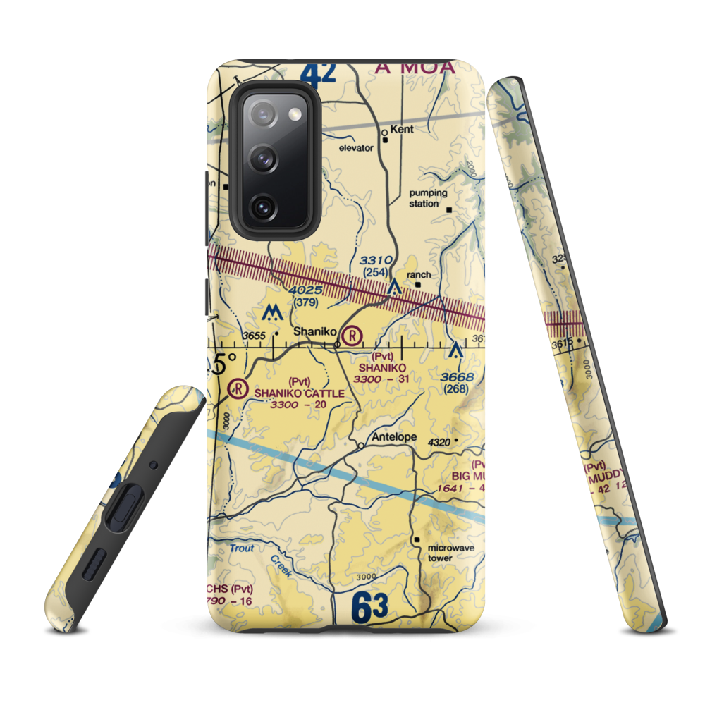 Shaniko Ranch Airport (9OR1) VFR Sectional Samsung Phone Case Samsung Galaxy S20 FE model shown