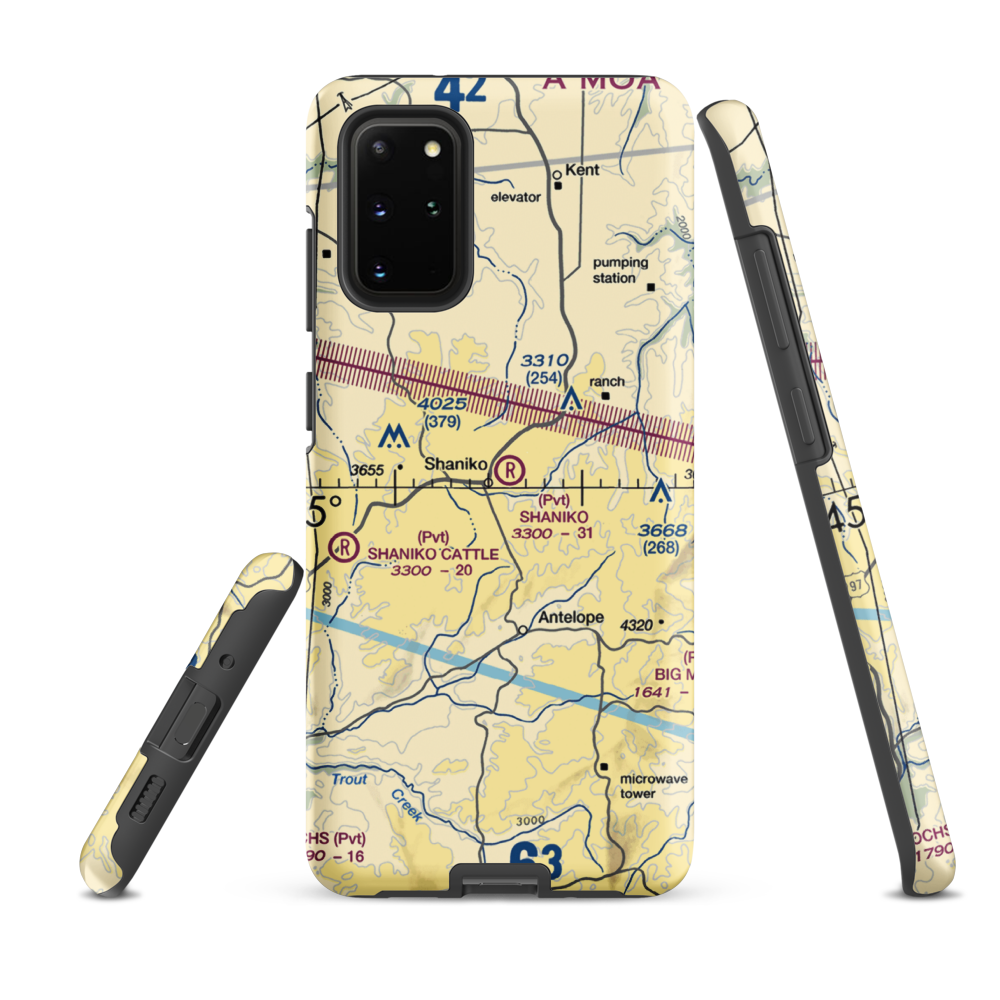 Shaniko Ranch Airport (9OR1) VFR Sectional Samsung Phone Case Samsung Galaxy S20 Plus model shown