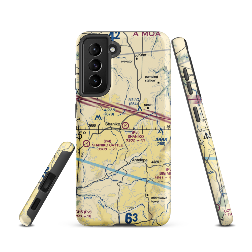 Shaniko Ranch Airport (9OR1) VFR Sectional Samsung Phone Case Samsung Galaxy S21 model shown