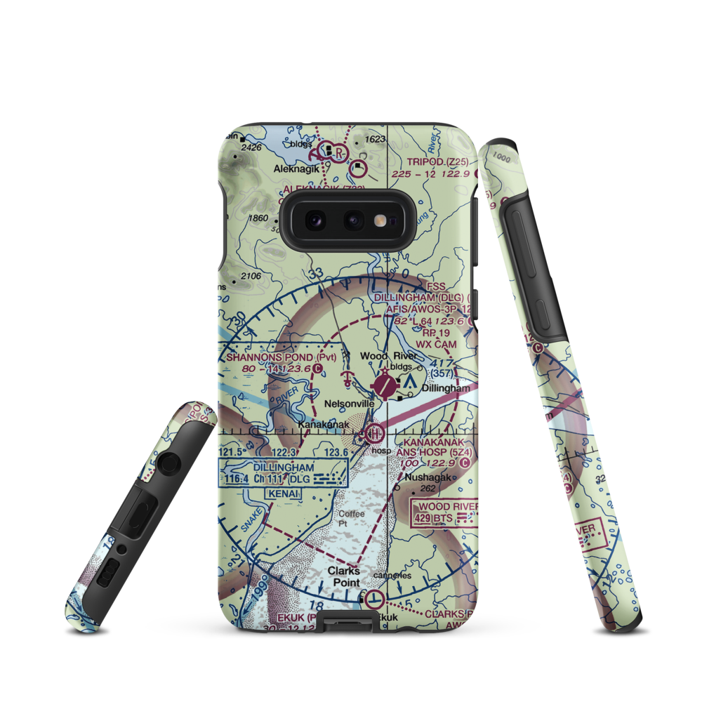 Shannons Pond Seaplane Base (AA15) VFR Sectional Samsung Phone Case Samsung Galaxy S10e model shown