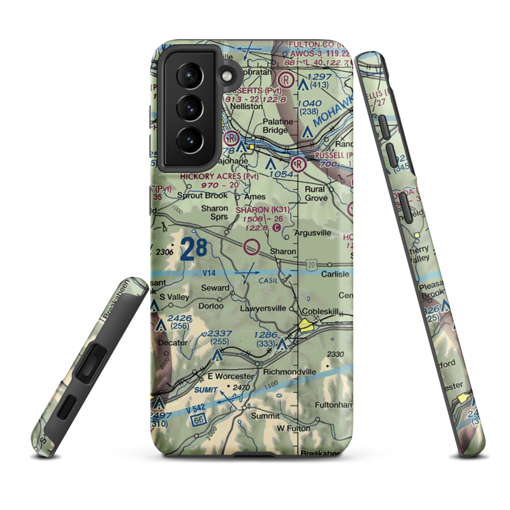 Sharon Airport (K31) VFR Sectional Samsung Phone Case Samsung Galaxy S21 Plus model shown