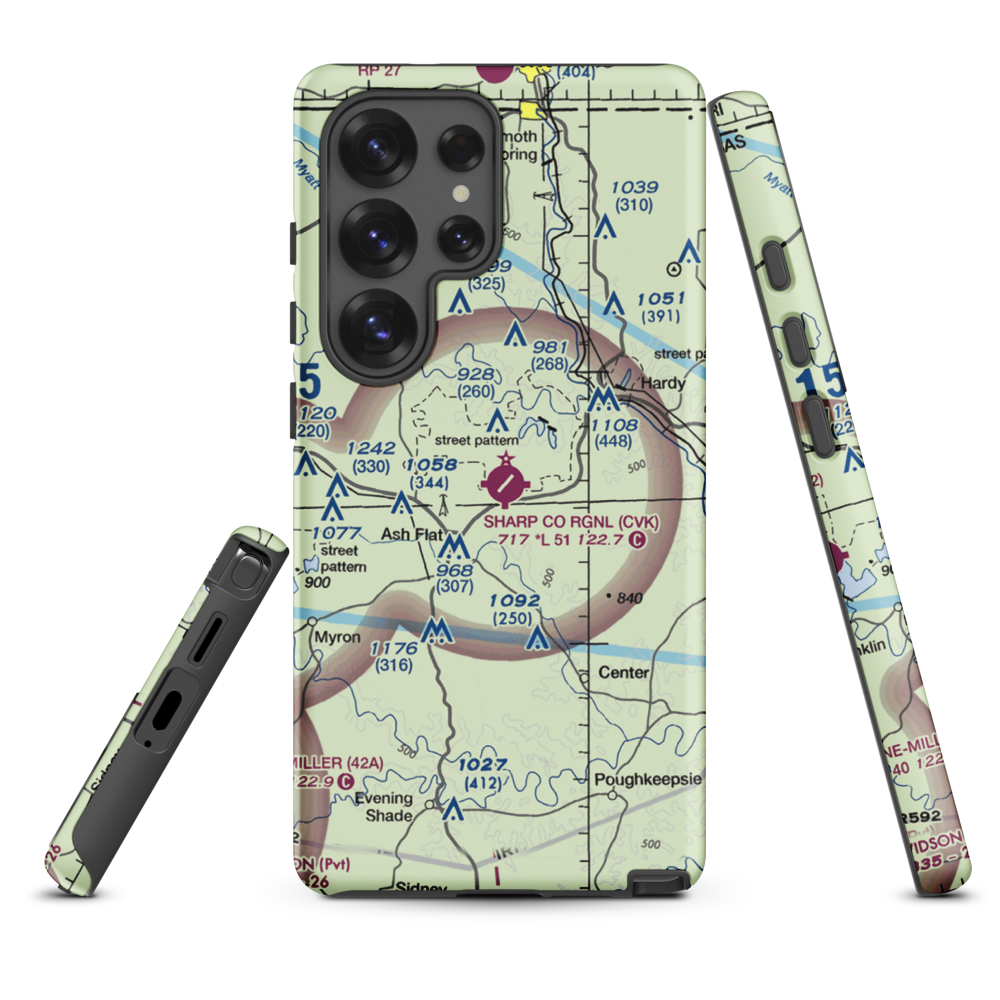 Sharp County Regional Airport (CVK) VFR Sectional Samsung Phone Case Samsung Galaxy S25 Ultra model shown