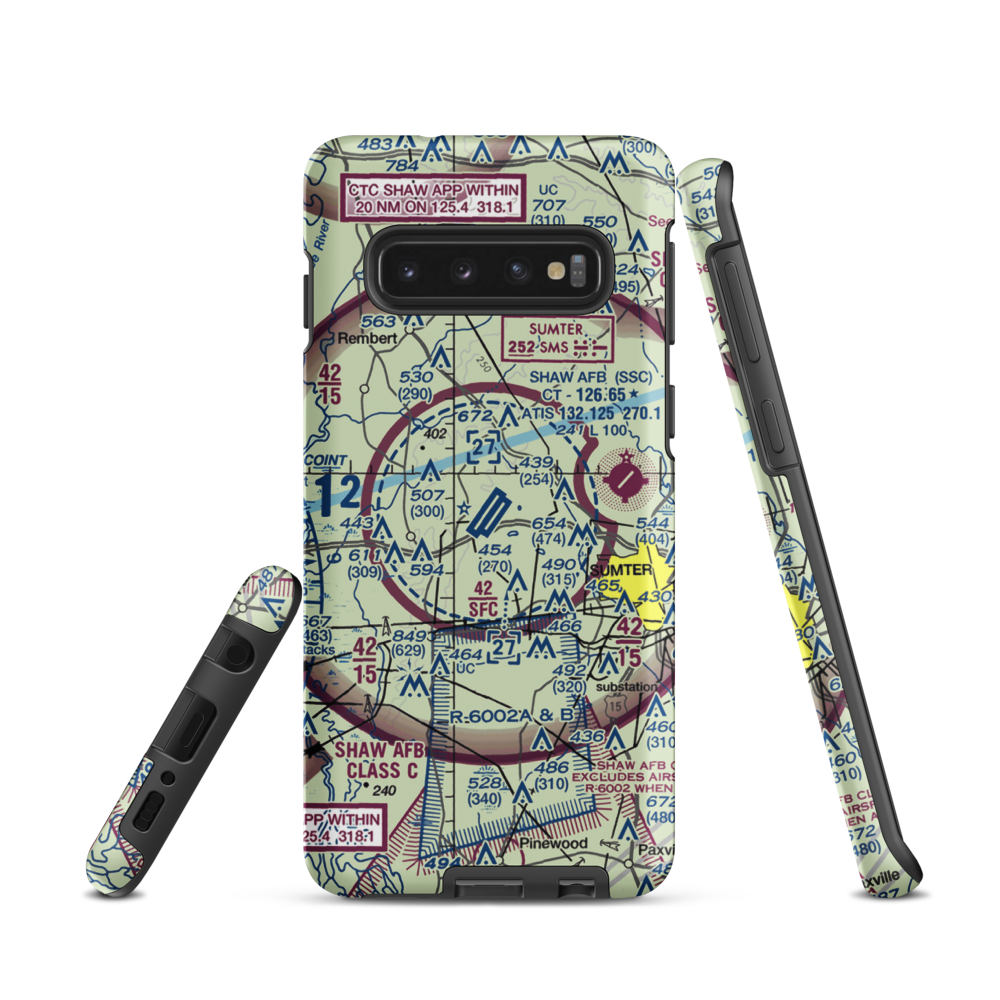 Shaw Air Force Base (SSC) VFR Sectional Samsung Phone Case Samsung Galaxy S10 model shown