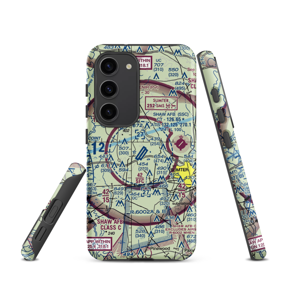 Shaw Air Force Base (SSC) VFR Sectional Samsung Phone Case Samsung Galaxy S23 model shown