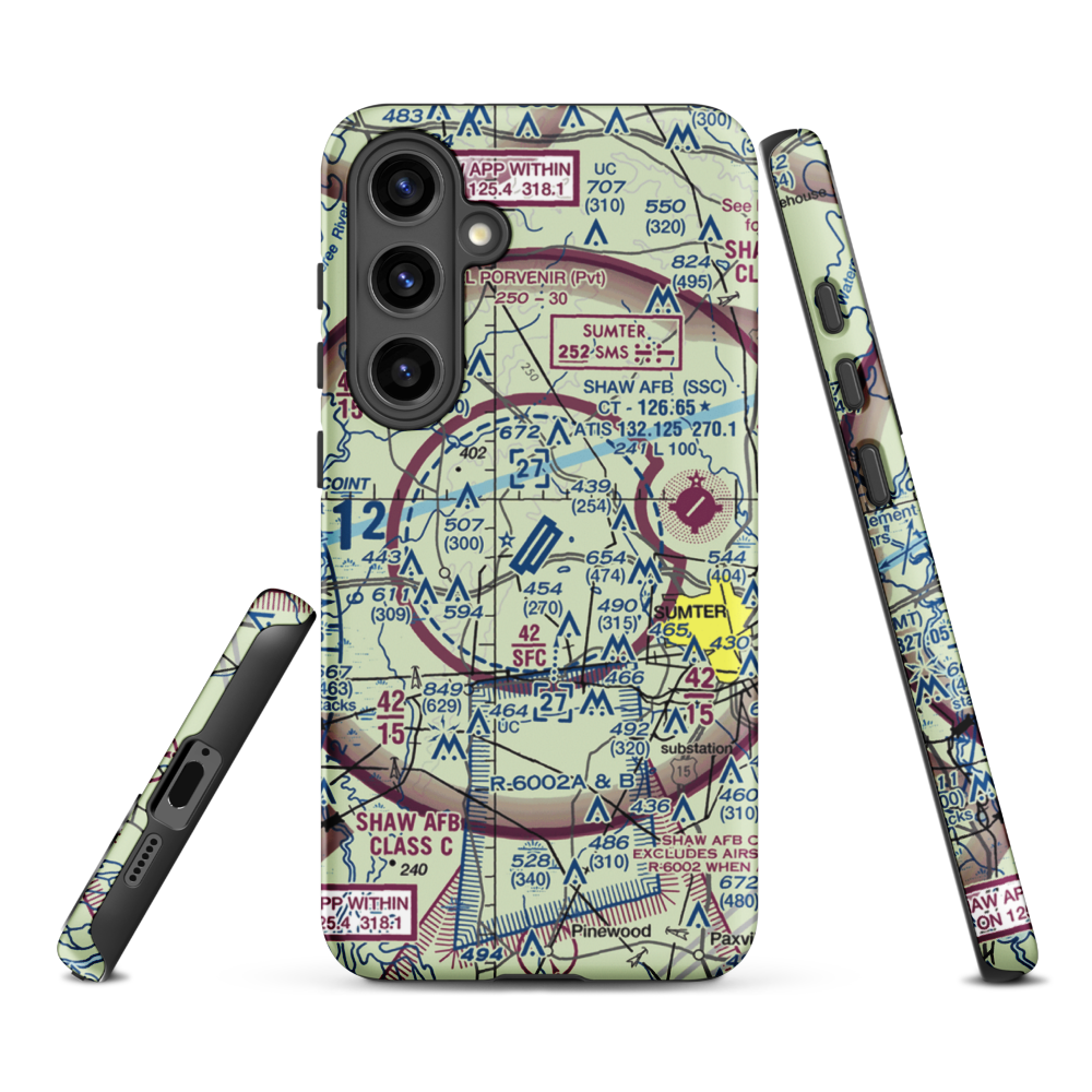 Shaw Air Force Base (SSC) VFR Sectional Samsung Phone Case Samsung Galaxy S24 Plus model shown