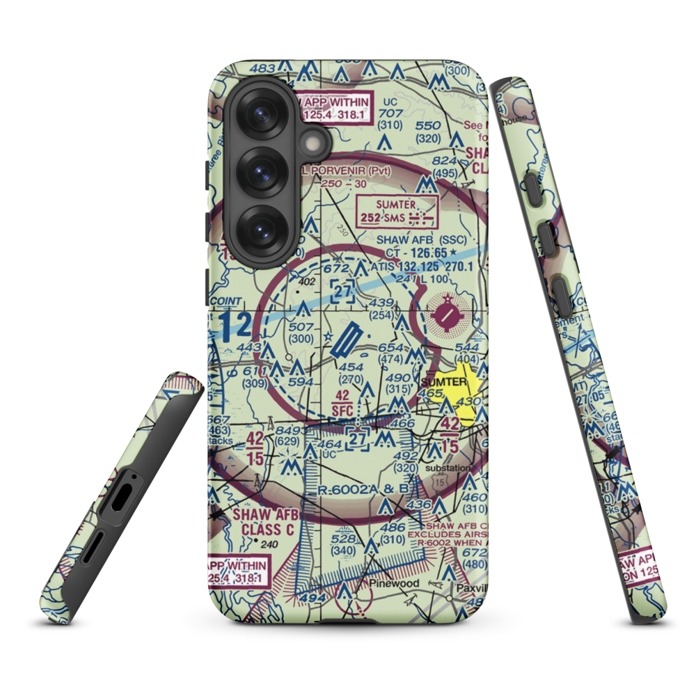 Shaw Air Force Base (SSC) VFR Sectional Samsung Phone Case Samsung Galaxy S25 Plus model shown