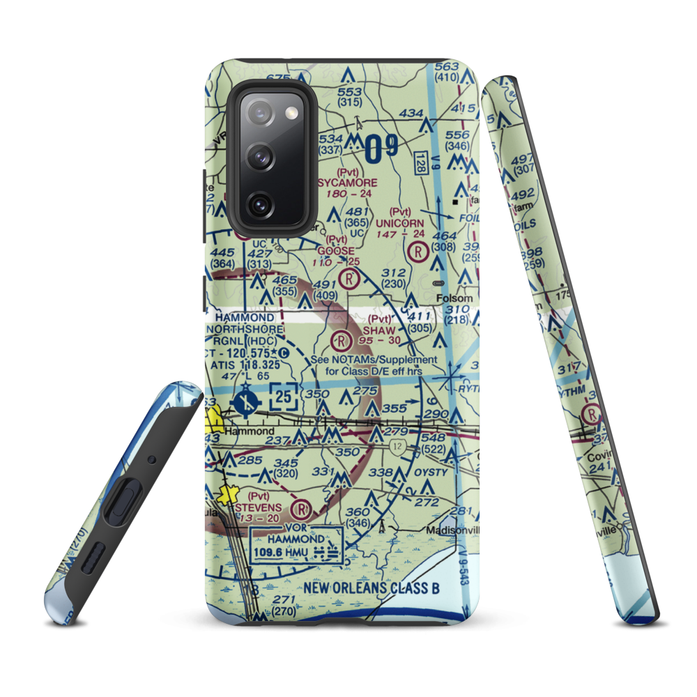 Shaw Crop Service Airport (LA13) VFR Sectional Samsung Phone Case Samsung Galaxy S20 FE model shown