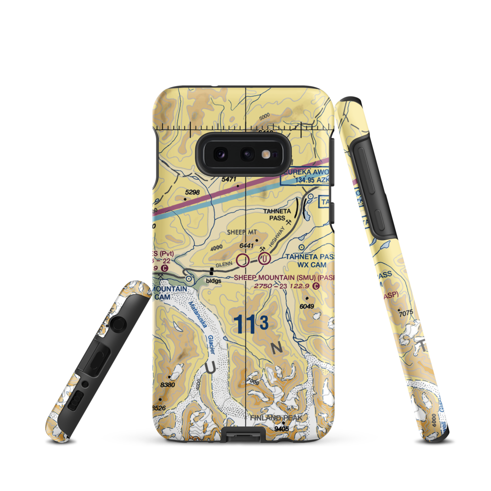 Sheep Mountain Airport (SMU) VFR Sectional Samsung Phone Case Samsung Galaxy S10e model shown