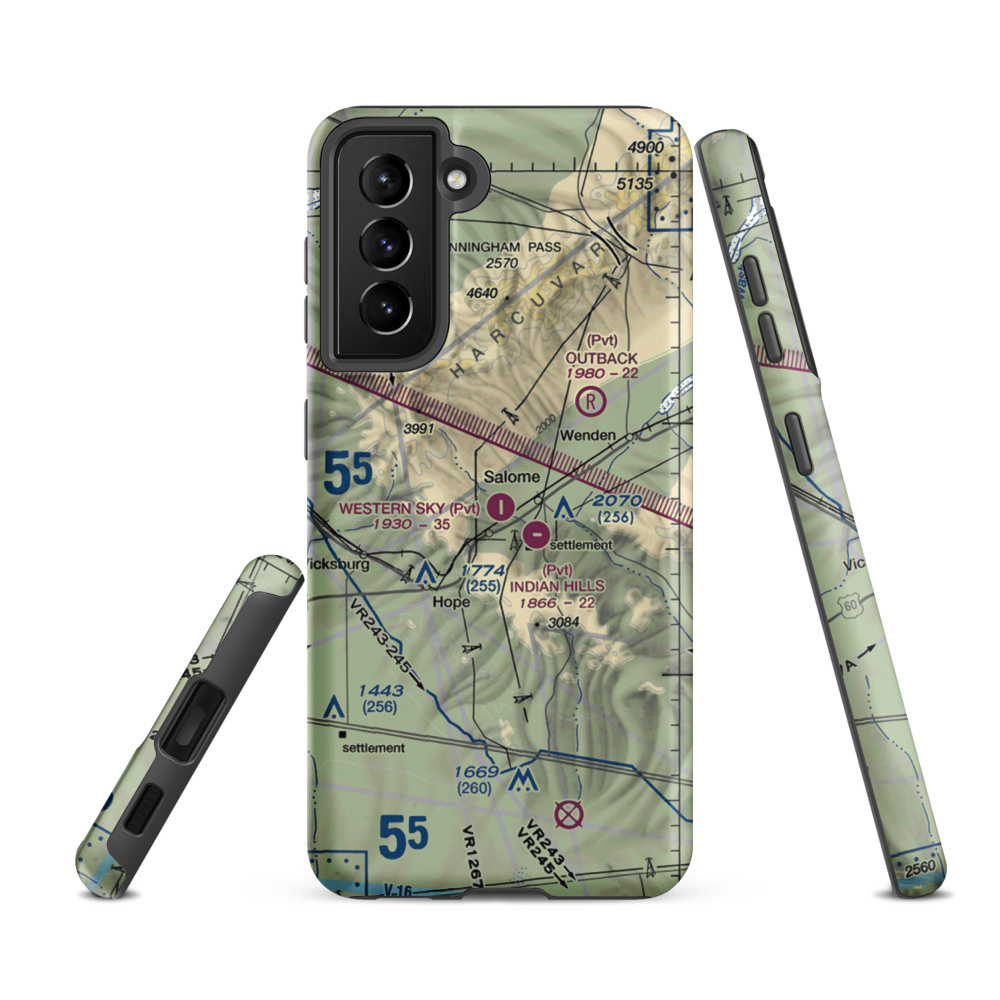 Sheepy Hollow Ranch Airfield (AZ40) VFR Sectional Samsung Phone Case Samsung Galaxy S21 FE model shown