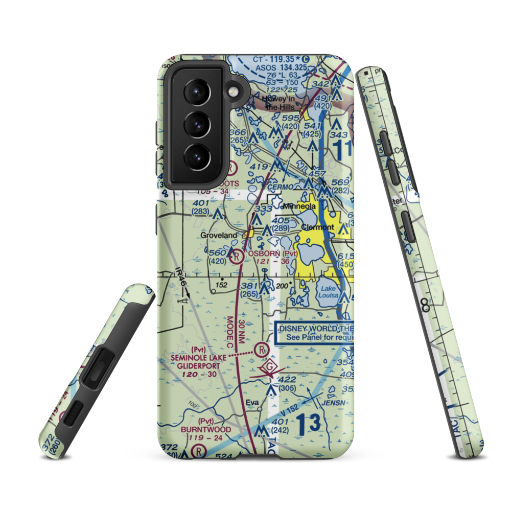 Sheets Airport (FA42) VFR Sectional Samsung Phone Case Samsung Galaxy S21 FE model shown