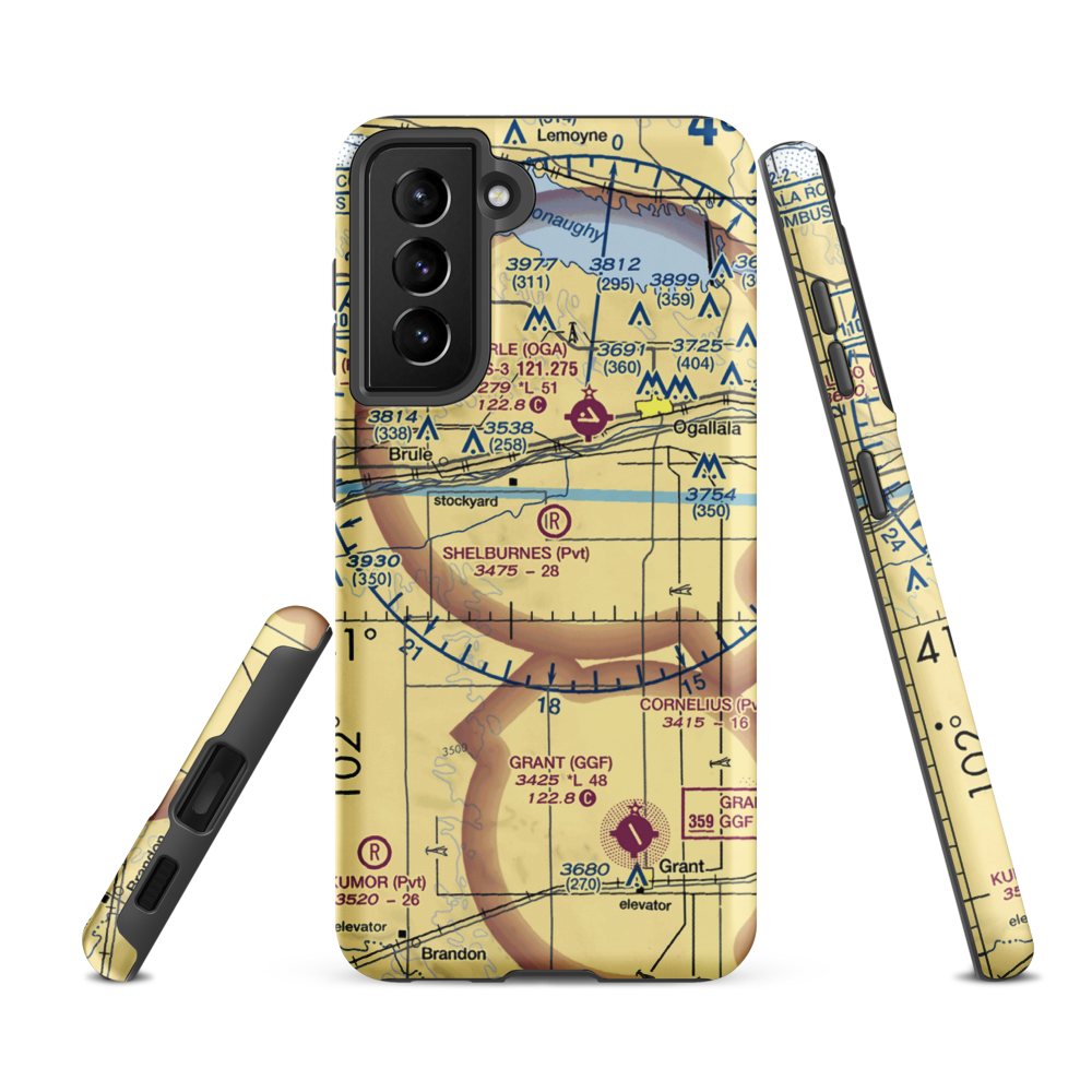 Shelburnes Airport (35NE) VFR Sectional Samsung Phone Case Samsung Galaxy S21 FE model shown