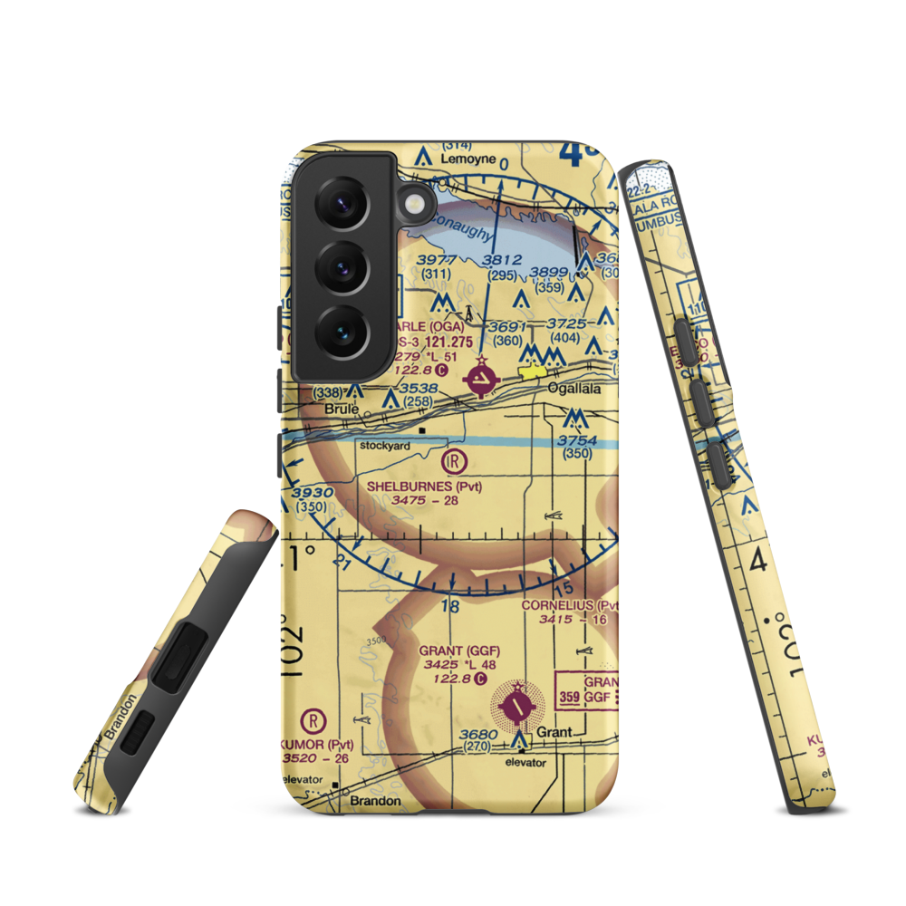 Shelburnes Airport (35NE) VFR Sectional Samsung Phone Case Samsung Galaxy S22 model shown