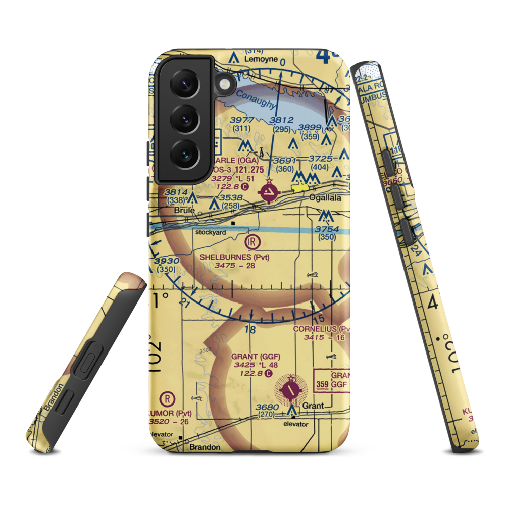 Shelburnes Airport (35NE) VFR Sectional Samsung Phone Case Samsung Galaxy S22 Plus model shown