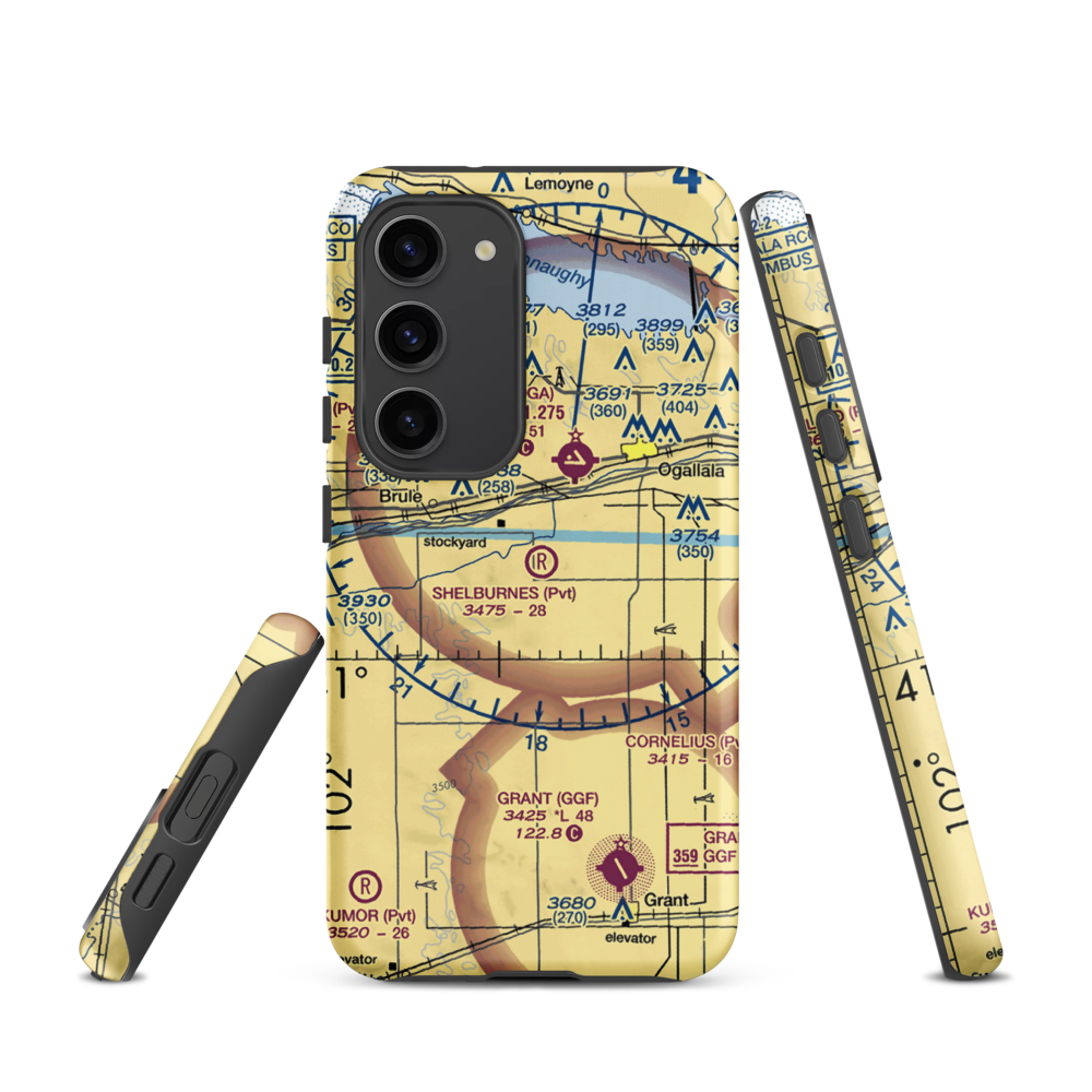 Shelburnes Airport (35NE) VFR Sectional Samsung Phone Case Samsung Galaxy S23 model shown