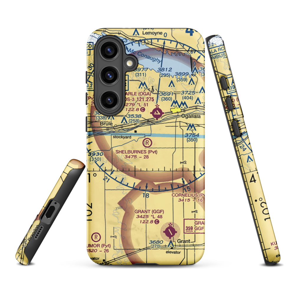 Shelburnes Airport (35NE) VFR Sectional Samsung Phone Case Samsung Galaxy S24 Plus model shown