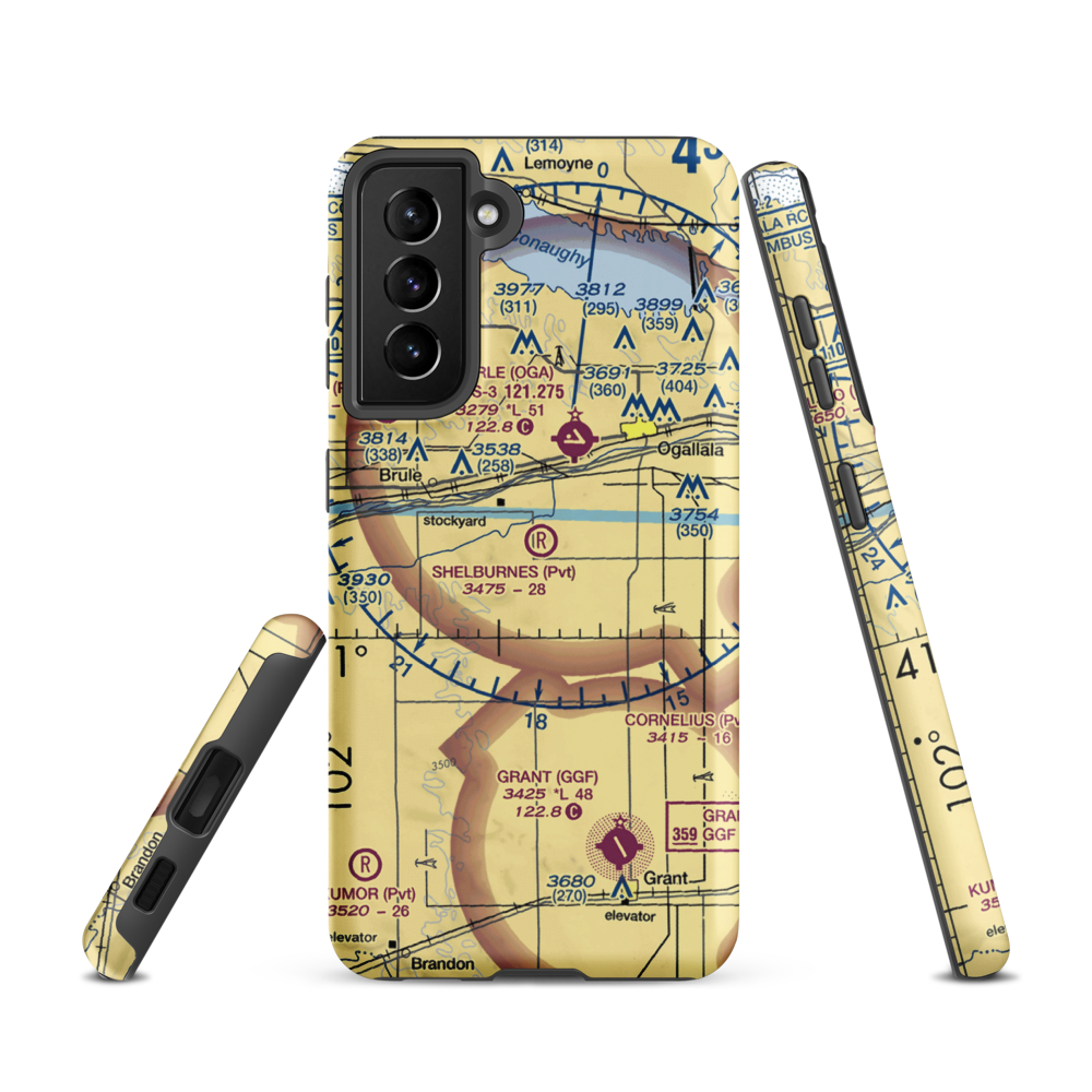 Shelburnes Airport (35NE) VFR Sectional Samsung Phone Case Samsung Galaxy S21 model shown