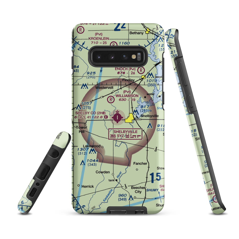 Shelby County Airport (2H0) VFR Sectional Samsung Phone Case Samsung Galaxy S10 Plus model shown