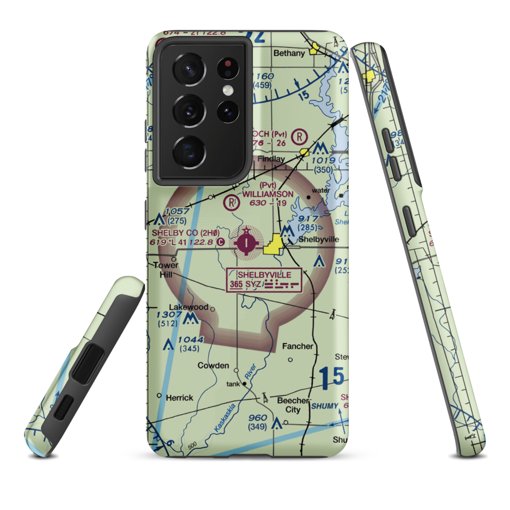 Shelby County Airport (2H0) VFR Sectional Samsung Phone Case Samsung Galaxy S21 Ultra model shown