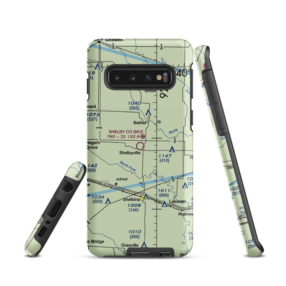 Shelby County Airport (6K2) VFR Sectional Samsung Phone Case Samsung Galaxy S10 model shown