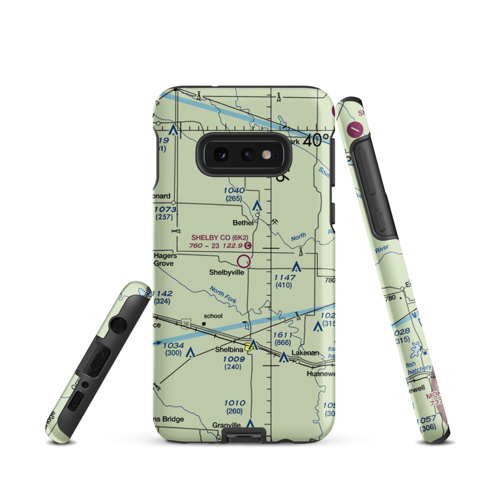 Shelby County Airport (6K2) VFR Sectional Samsung Phone Case Samsung Galaxy S10 Plus model shown