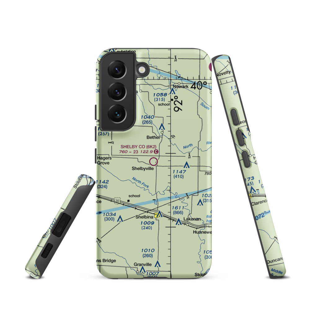 Shelby County Airport (6K2) VFR Sectional Samsung Phone Case Samsung Galaxy S22 model shown