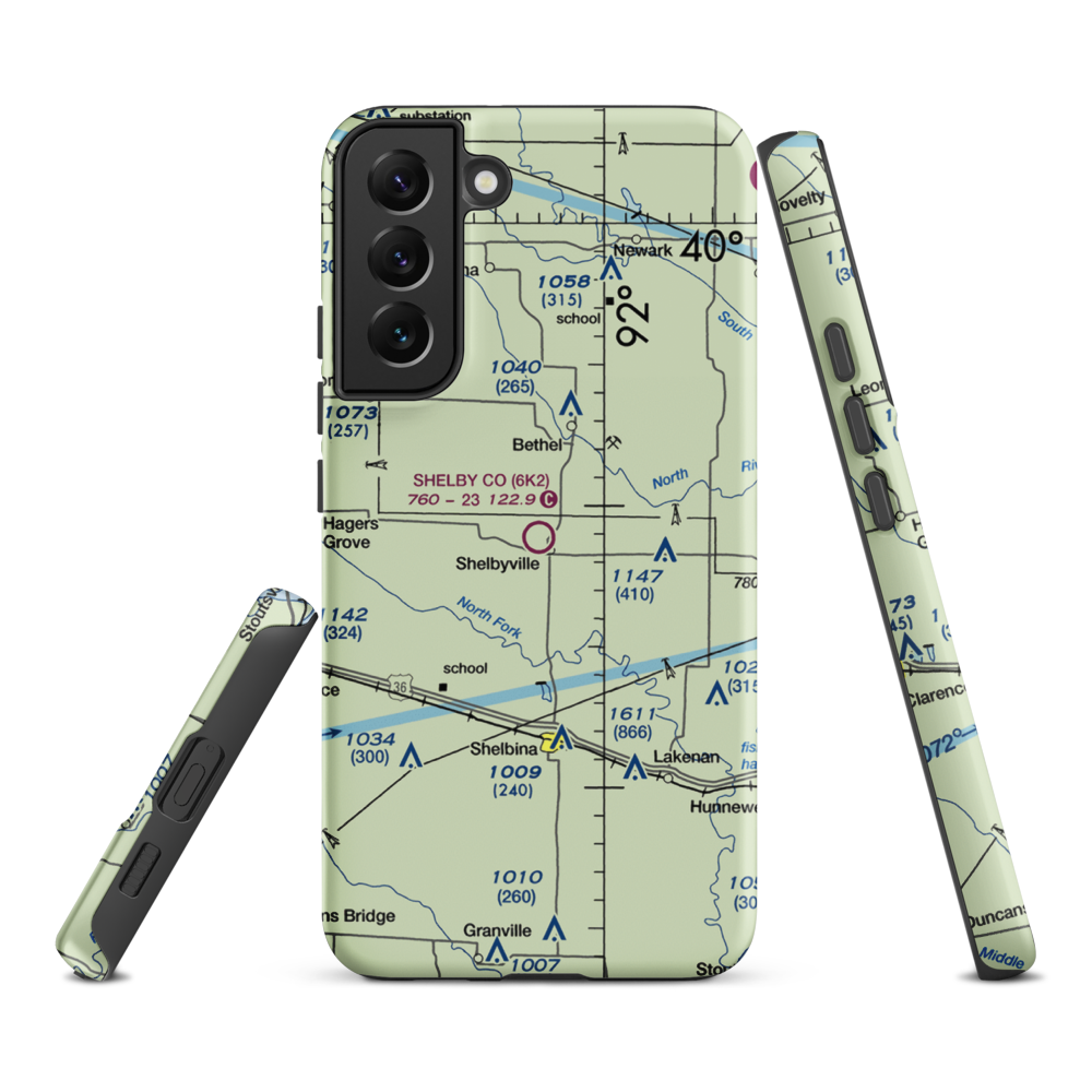 Shelby County Airport (6K2) VFR Sectional Samsung Phone Case Samsung Galaxy S22 Plus model shown