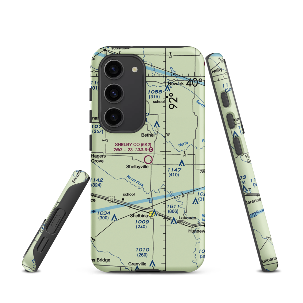 Shelby County Airport (6K2) VFR Sectional Samsung Phone Case Samsung Galaxy S23 model shown