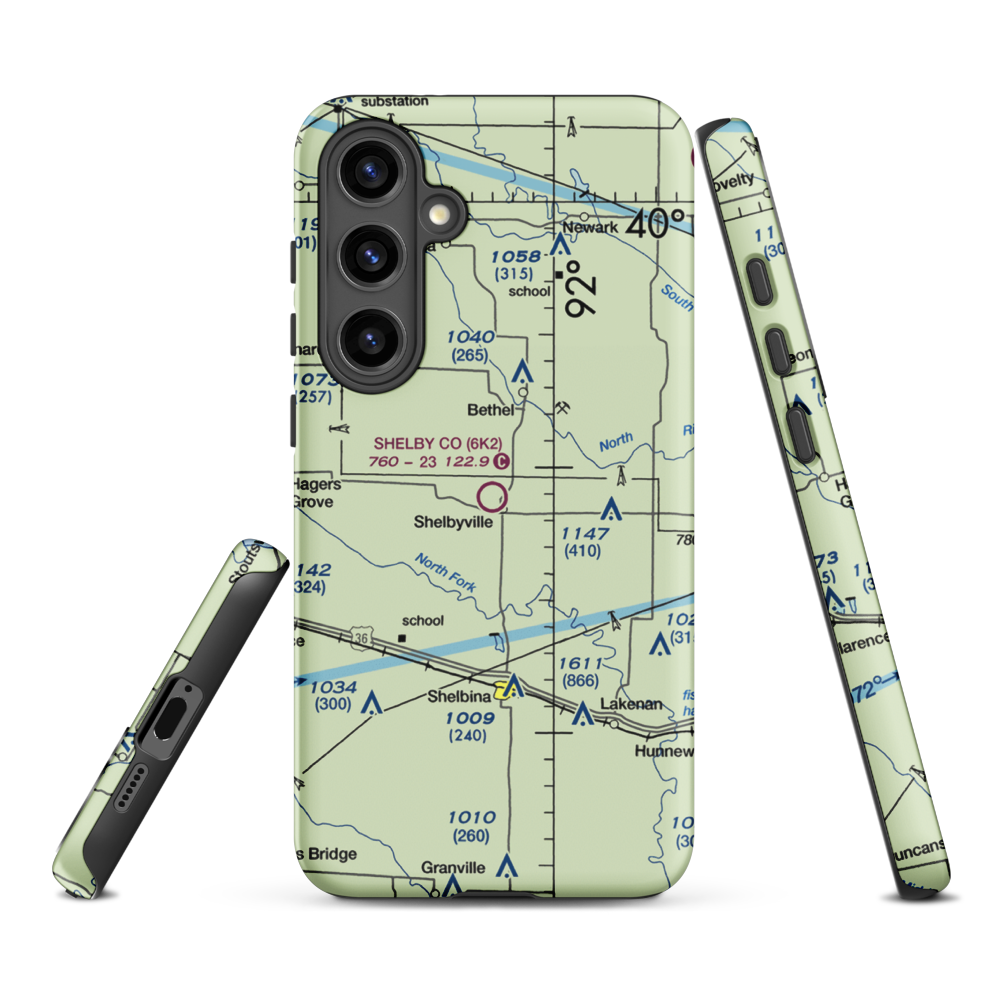 Shelby County Airport (6K2) VFR Sectional Samsung Phone Case Samsung Galaxy S24 Plus model shown