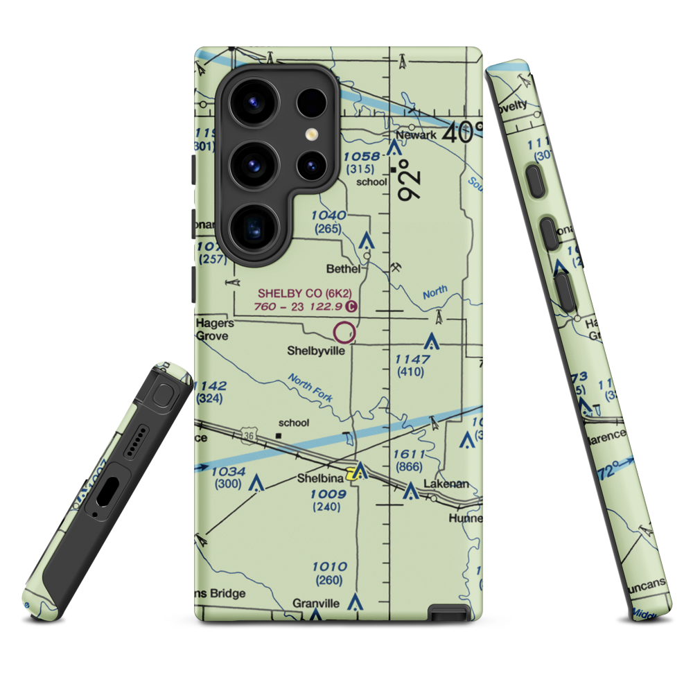 Shelby County Airport (6K2) VFR Sectional Samsung Phone Case Samsung Galaxy S24 Ultra model shown
