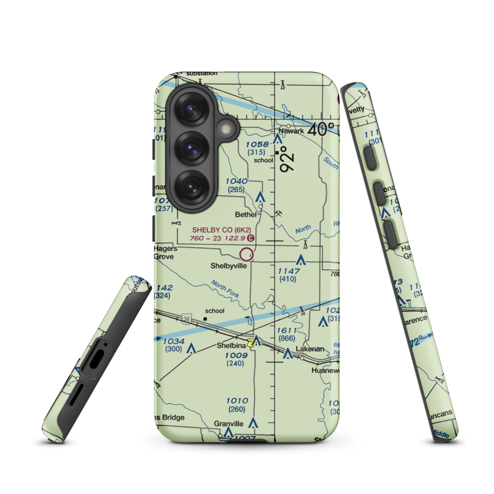Shelby County Airport (6K2) VFR Sectional Samsung Phone Case Samsung Galaxy S25 model shown