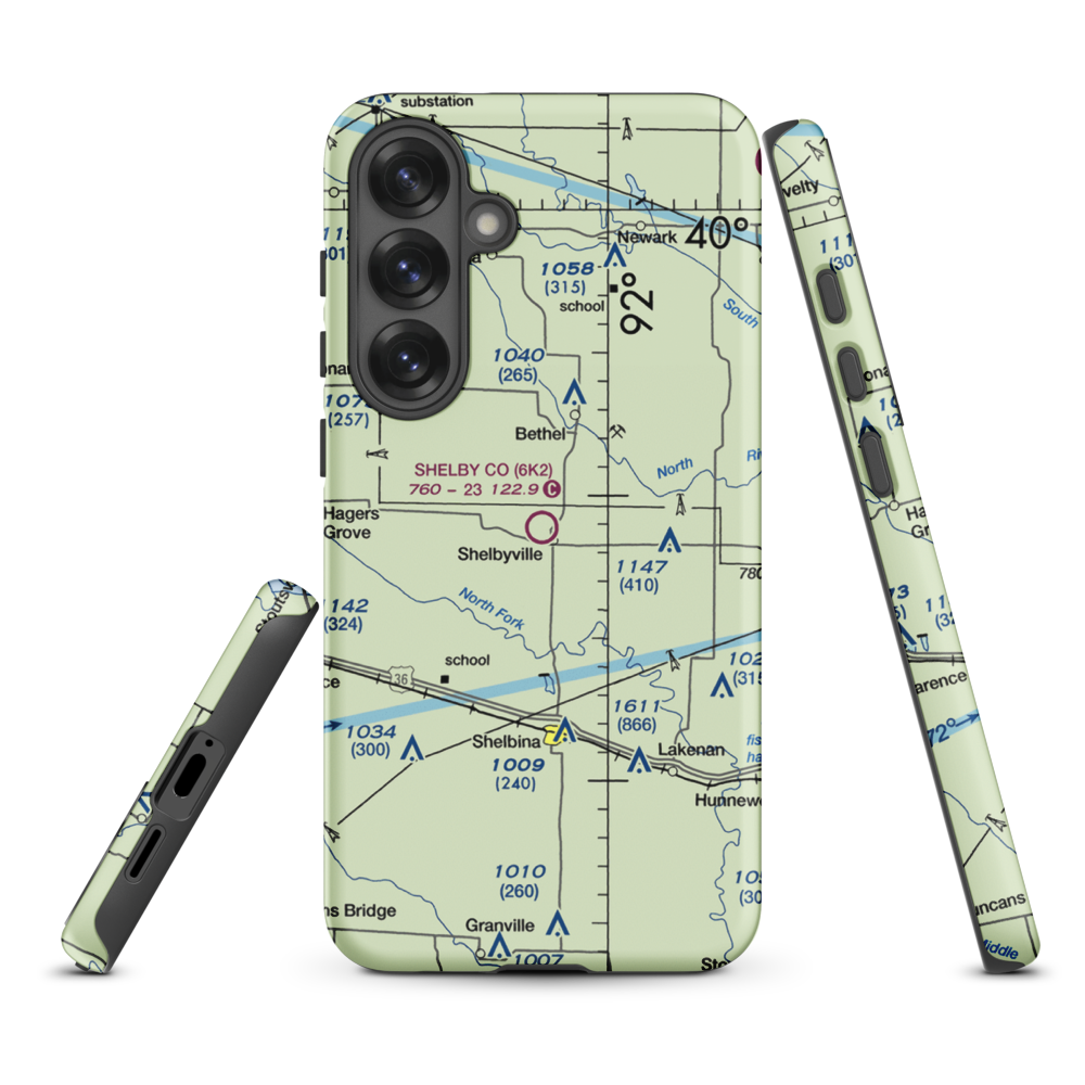 Shelby County Airport (6K2) VFR Sectional Samsung Phone Case Samsung Galaxy S25 Plus model shown