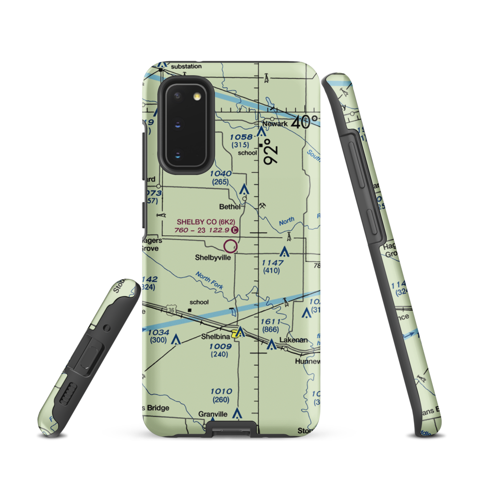 Shelby County Airport (6K2) VFR Sectional Samsung Phone Case Samsung Galaxy S20 model shown