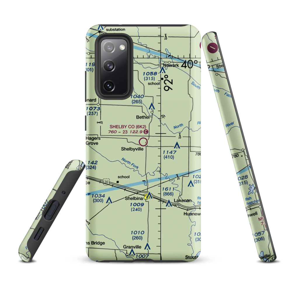 Shelby County Airport (6K2) VFR Sectional Samsung Phone Case Samsung Galaxy S20 FE model shown