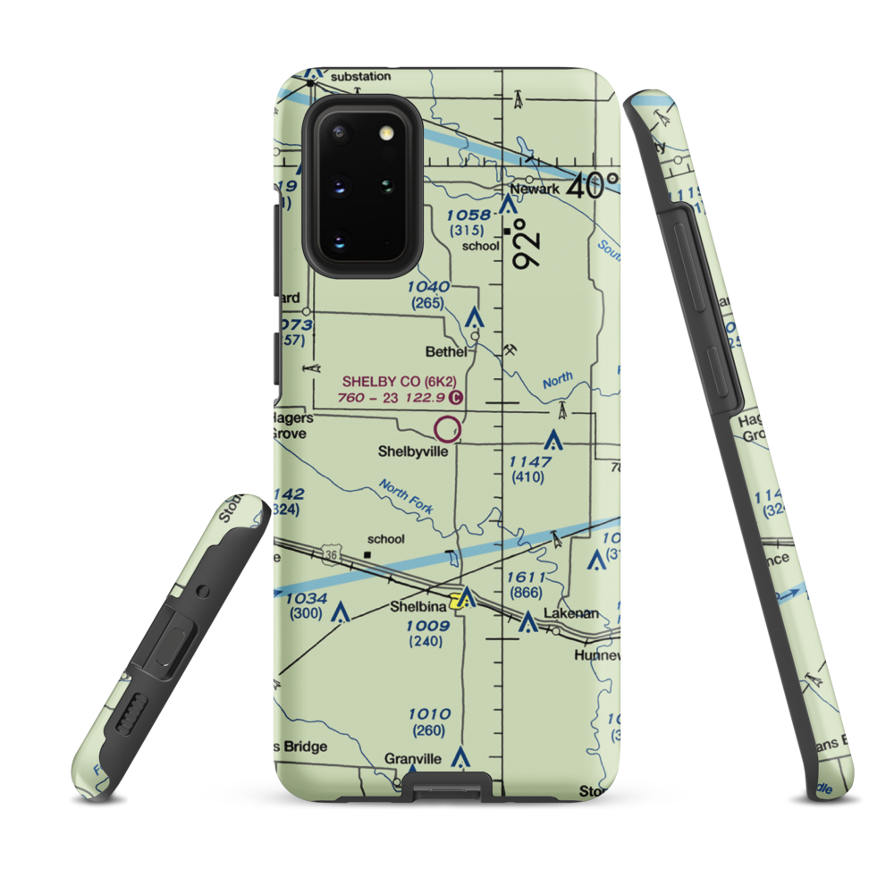 Shelby County Airport (6K2) VFR Sectional Samsung Phone Case Samsung Galaxy S20 Plus model shown