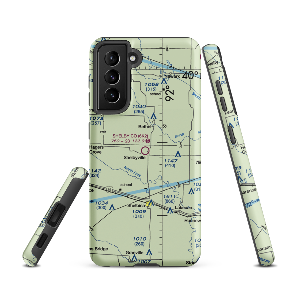Shelby County Airport (6K2) VFR Sectional Samsung Phone Case Samsung Galaxy S21 model shown