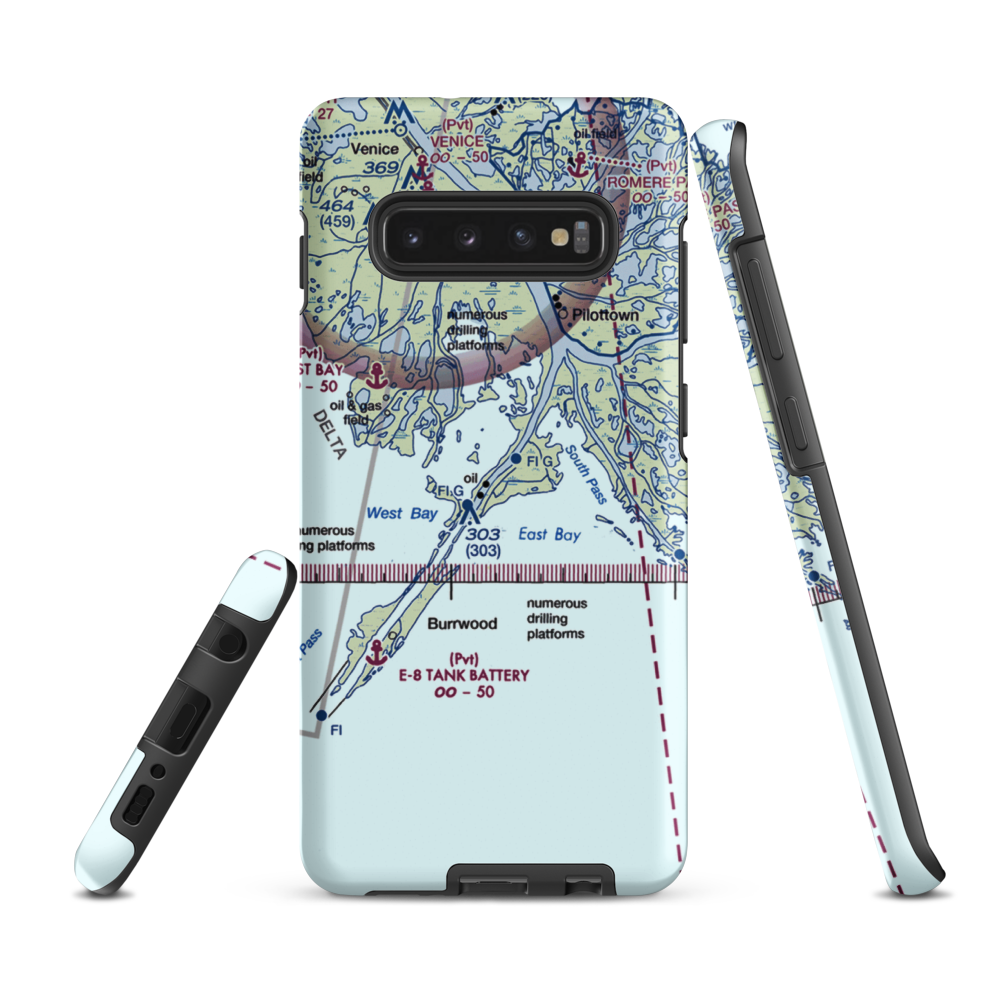 Shell Central Facilities Seaplane Base (53LA) VFR Sectional Samsung Phone Case Samsung Galaxy S10 Plus model shown