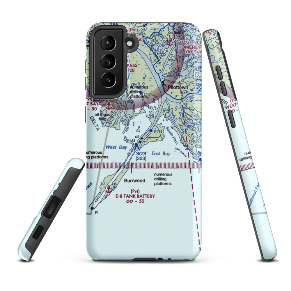 Shell Central Facilities Seaplane Base (53LA) VFR Sectional Samsung Phone Case Samsung Galaxy S21 FE model shown