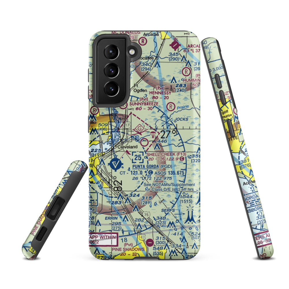 Shell Creek Airpark (F13) VFR Sectional Samsung Phone Case Samsung Galaxy S21 FE model shown
