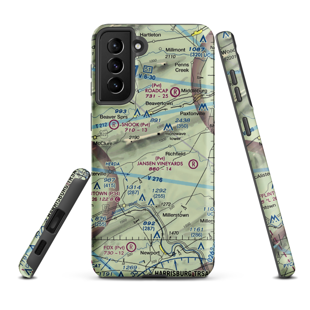 Shelley Private Airport (27PN) VFR Sectional Samsung Phone Case Samsung Galaxy S21 Plus model shown