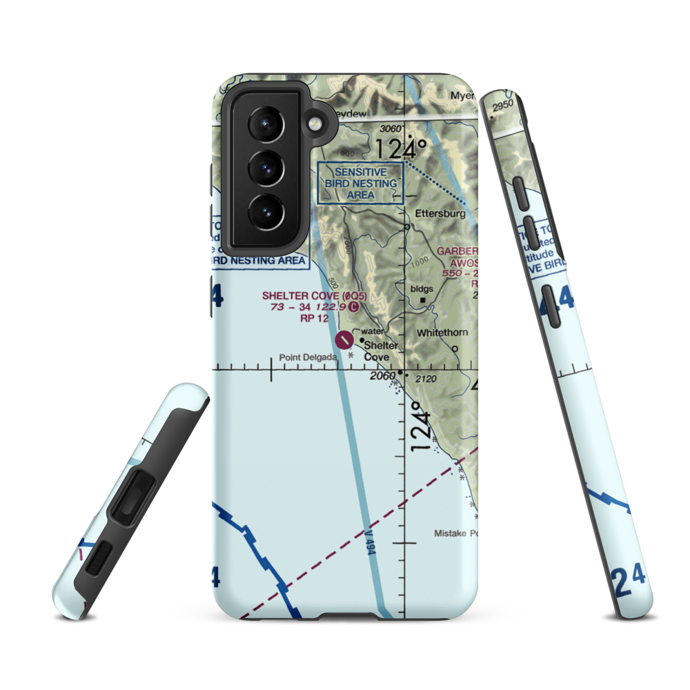 Shelter Cove Airport (0Q5) VFR Sectional Samsung Phone Case Samsung Galaxy S21 FE model shown
