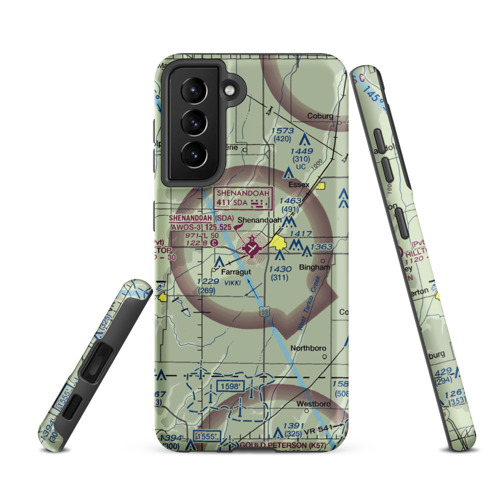 Shenandoah Municipal Airport (SDA) VFR Sectional Samsung Phone Case Samsung Galaxy S21 FE model shown