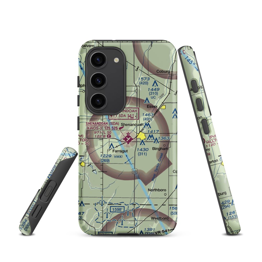 Shenandoah Municipal Airport (SDA) VFR Sectional Samsung Phone Case Samsung Galaxy S23 model shown
